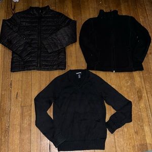 Boys fall winter clothing lot bundle coat jacket sweater s black deal sale EUC